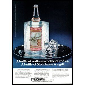 1976 Stolichnaya Russian Vodka Vintage Print Ad Frozen Ice Block Russia Wall Art